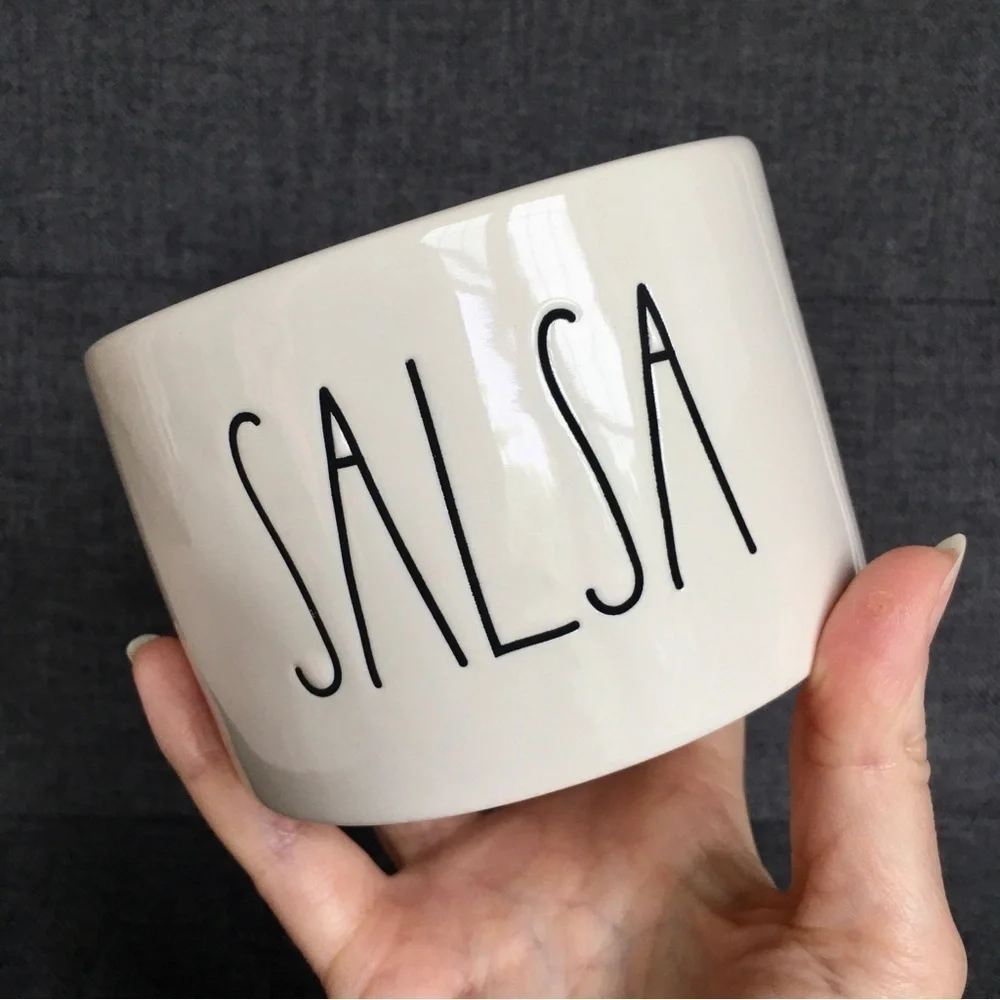 Rae Dunn “SALSA” Serving Bowl, Ivory, Black, 16 oz